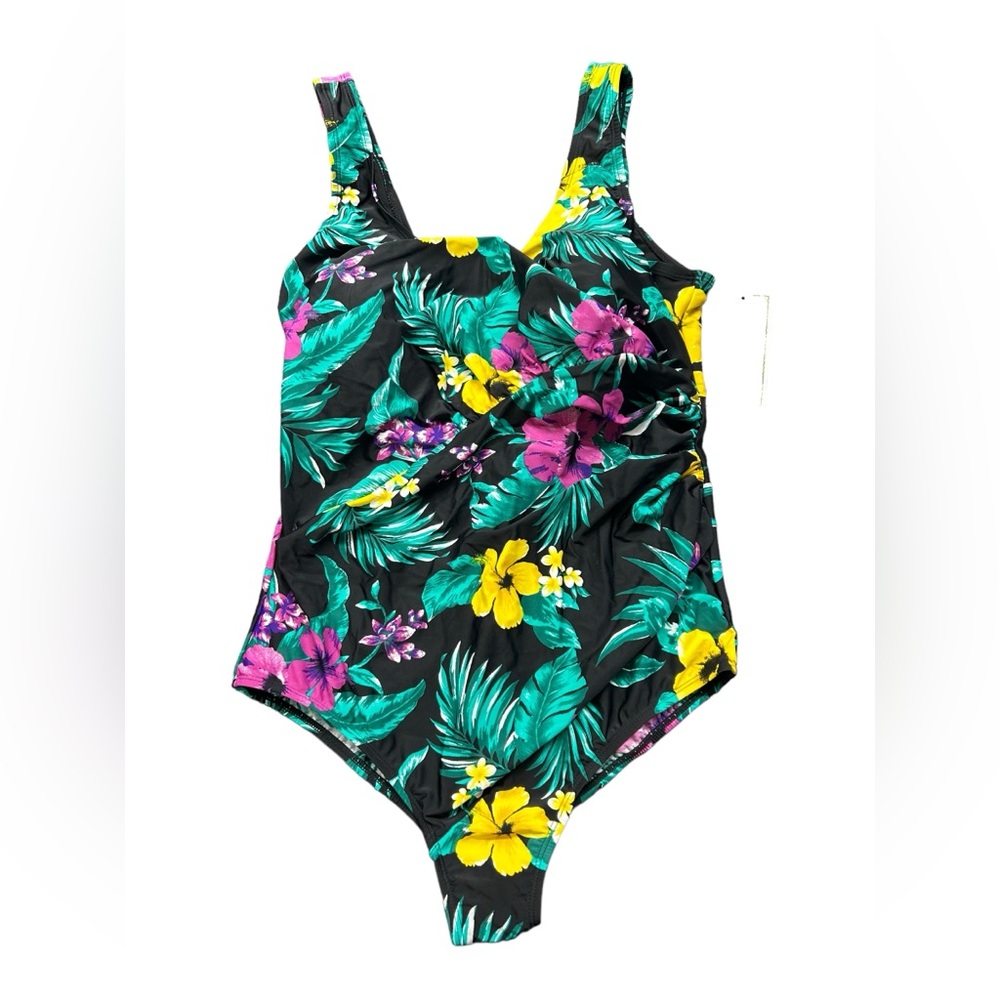 CARIBBEAN SAND womens modest plus size 20W tropical one piece swimsuit NWT